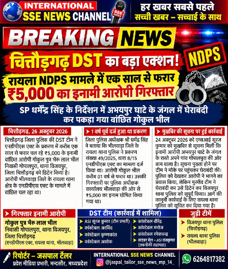चित्तौड़गढ़ DST की बड़ी कार्रवाई: